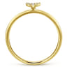 14K Yellow Gold Pave Diamond Uppercase Y Initial Ring - 0.04 ct
