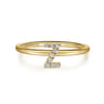 14K Yellow Gold Pave Diamond Uppercase Z Initial Ring - 0.05 ct