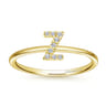 14K Yellow Gold Pave Diamond Uppercase Z Initial Ring - 0.05 ct