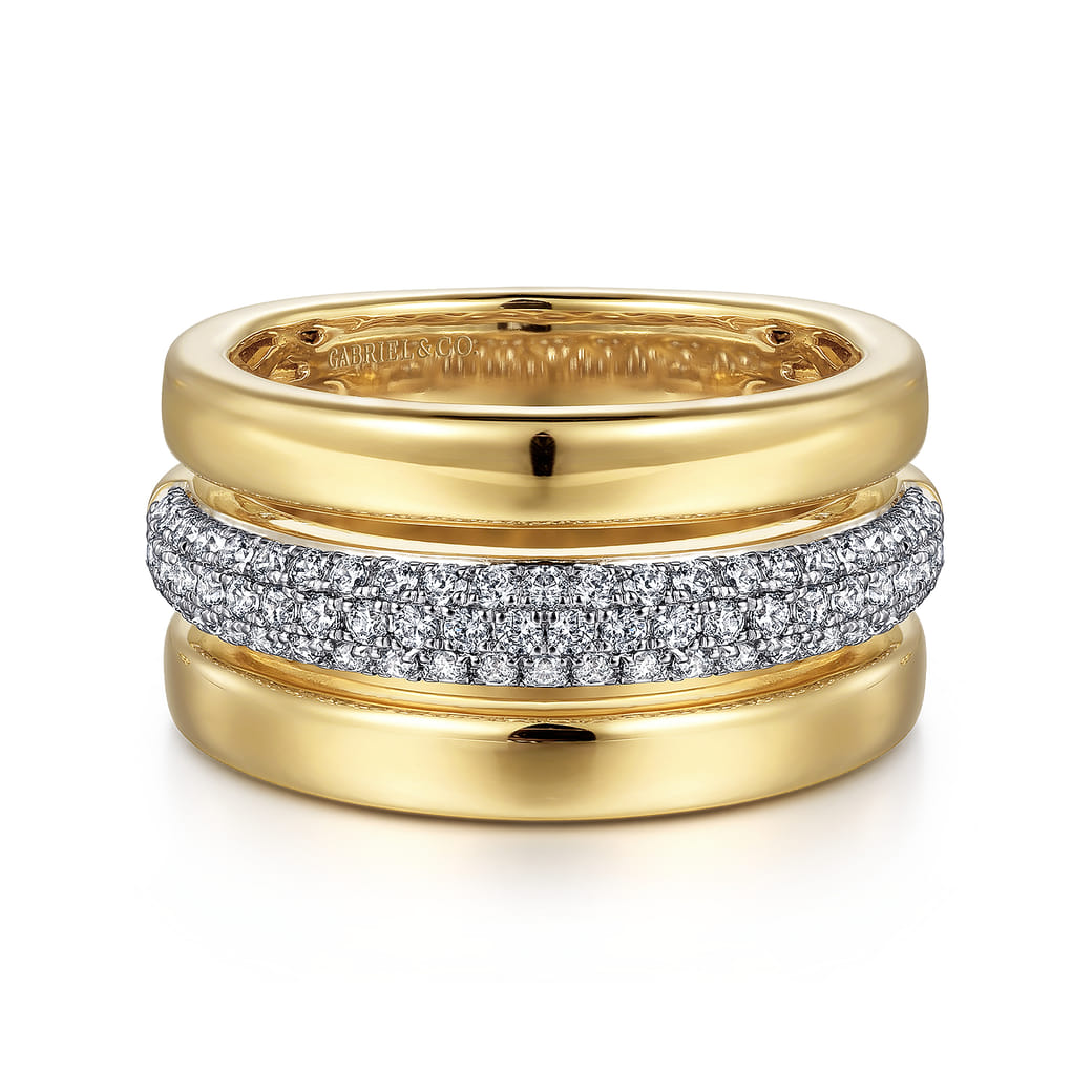 14k Yellow Gold Wide Band Contemporary [Ring SKU