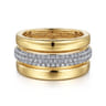14K Yellow Gold Pave Diamond Wide Band Ring - 0.5 ct