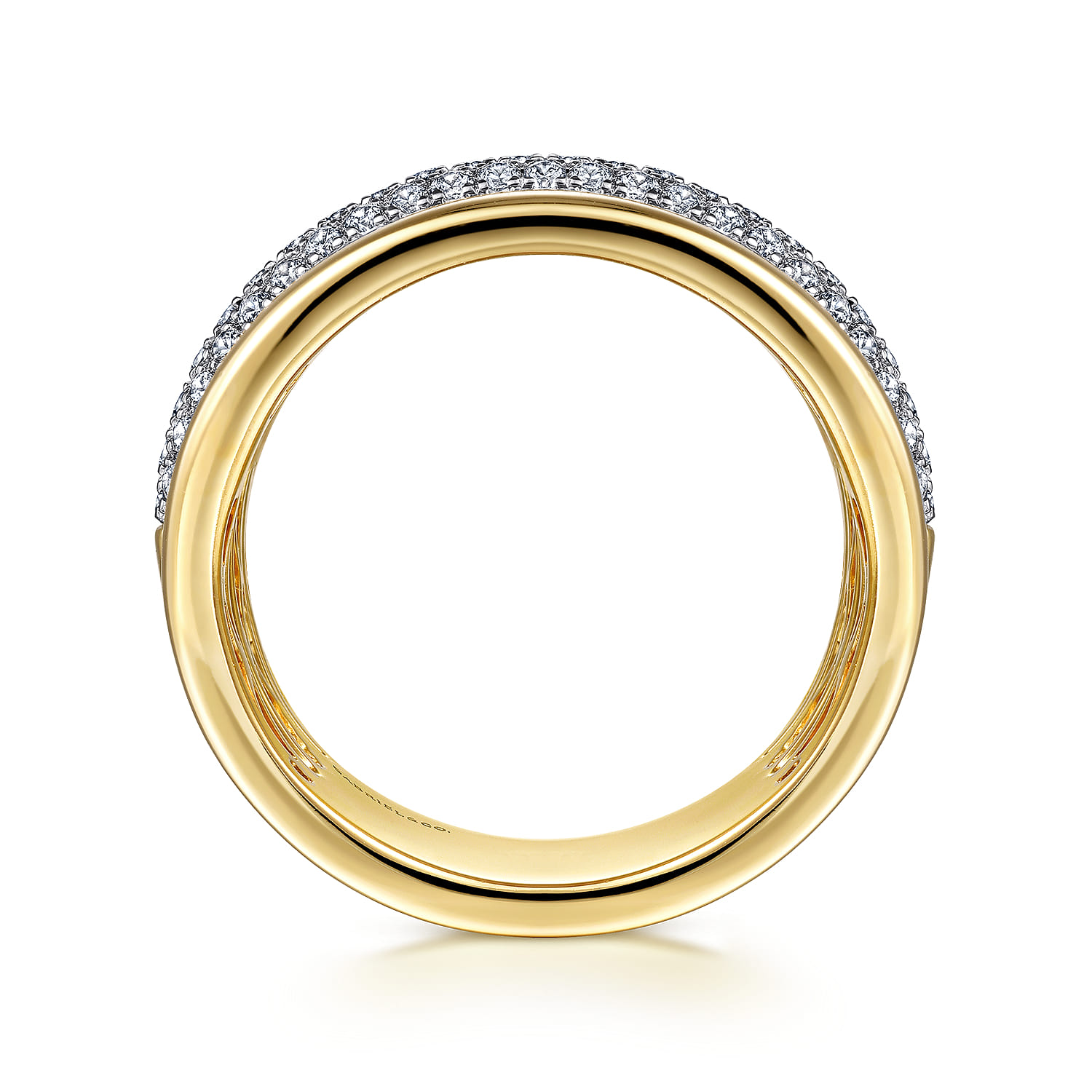 14K Yellow Gold Pave Diamond Wide Band Ring - 0.5 ct - Shot 2