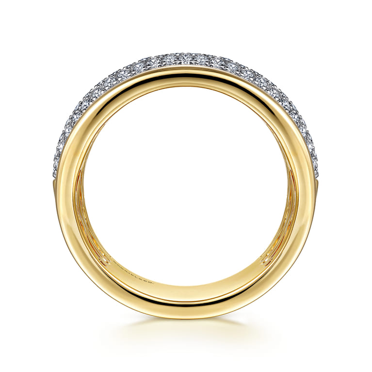 14K Yellow Gold Pave Diamond Wide Band Ring - 0.5 ct - Shot 2
