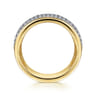 14K Yellow Gold Pave Diamond Wide Band Ring - 0.5 ct