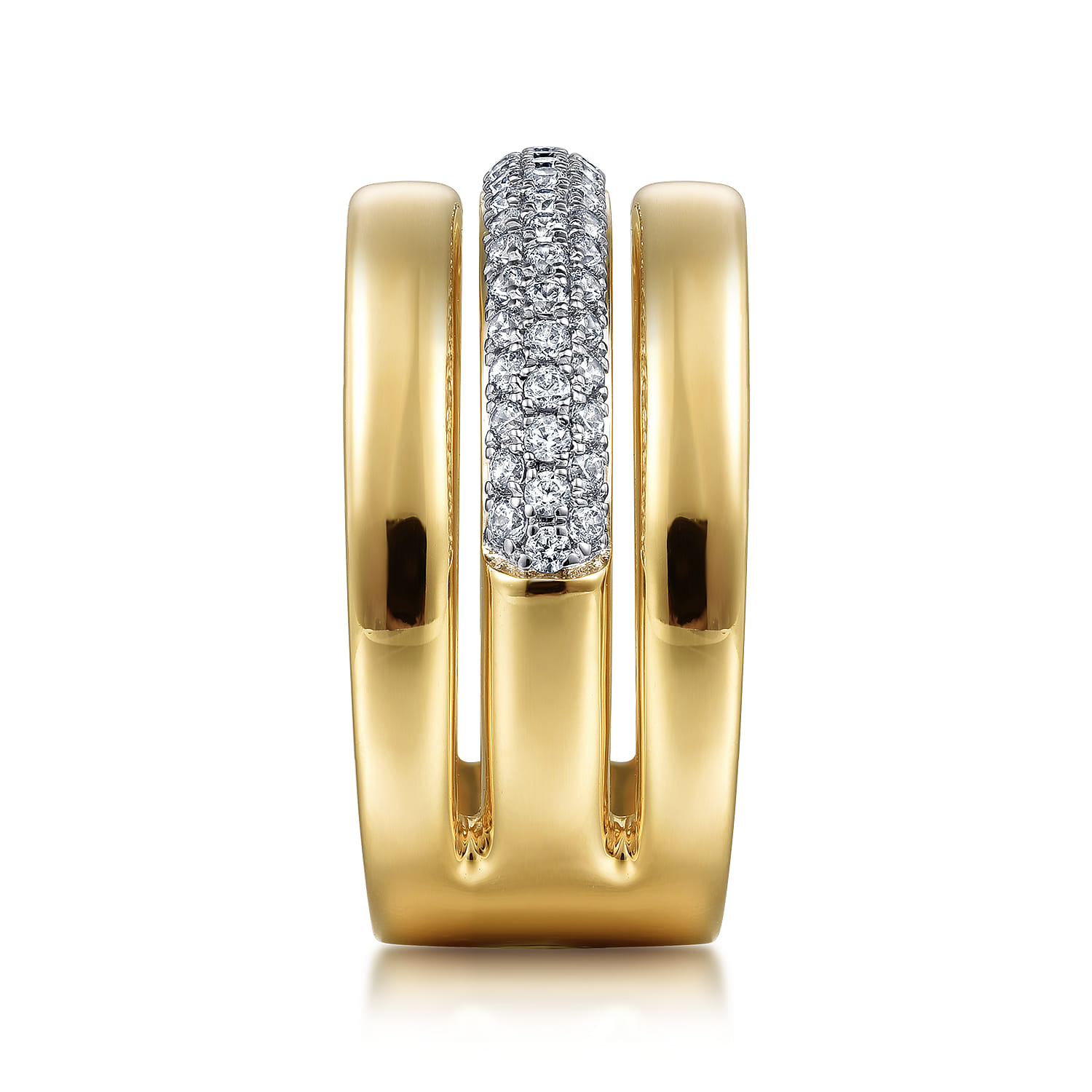 14K Yellow Gold Pave Diamond Wide Band Ring - 0.5 ct - Shot 4