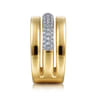 14K Yellow Gold Pave Diamond Wide Band Ring - 0.5 ct