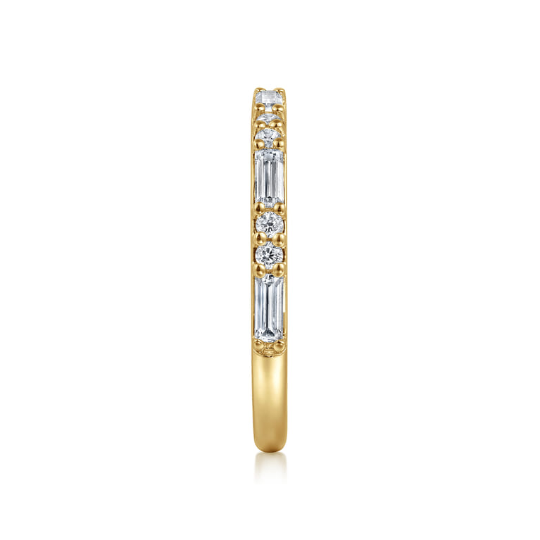 Straight Wedding Ring in 14k Yellow Gold with Baguette Natural Diamond at Gabriel & Co. - Shot 4