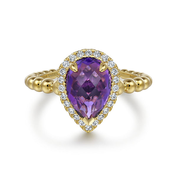 Garnet Teardrop w/Amethyst Stacking Ring