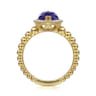 14K Yellow Gold Pear Shape Amethyst with Diamond Halo Ring - 0.17 ct