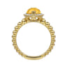 14K Yellow Gold Pear Shape Citrine with Diamond Halo Ring - 0.17 ct