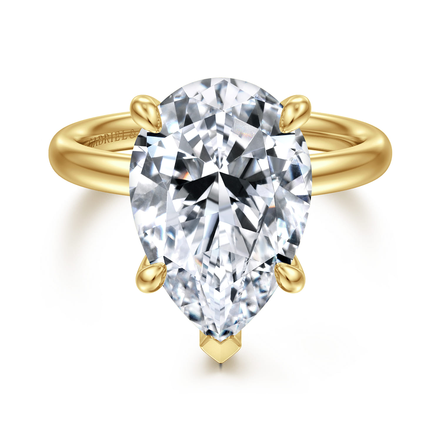 14K Yellow Gold Pear Shape Diamond Engagement Ring