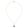 14K Yellow Gold Pear Shape Garnet with Diamond Halo Necklace - 0.18 ct