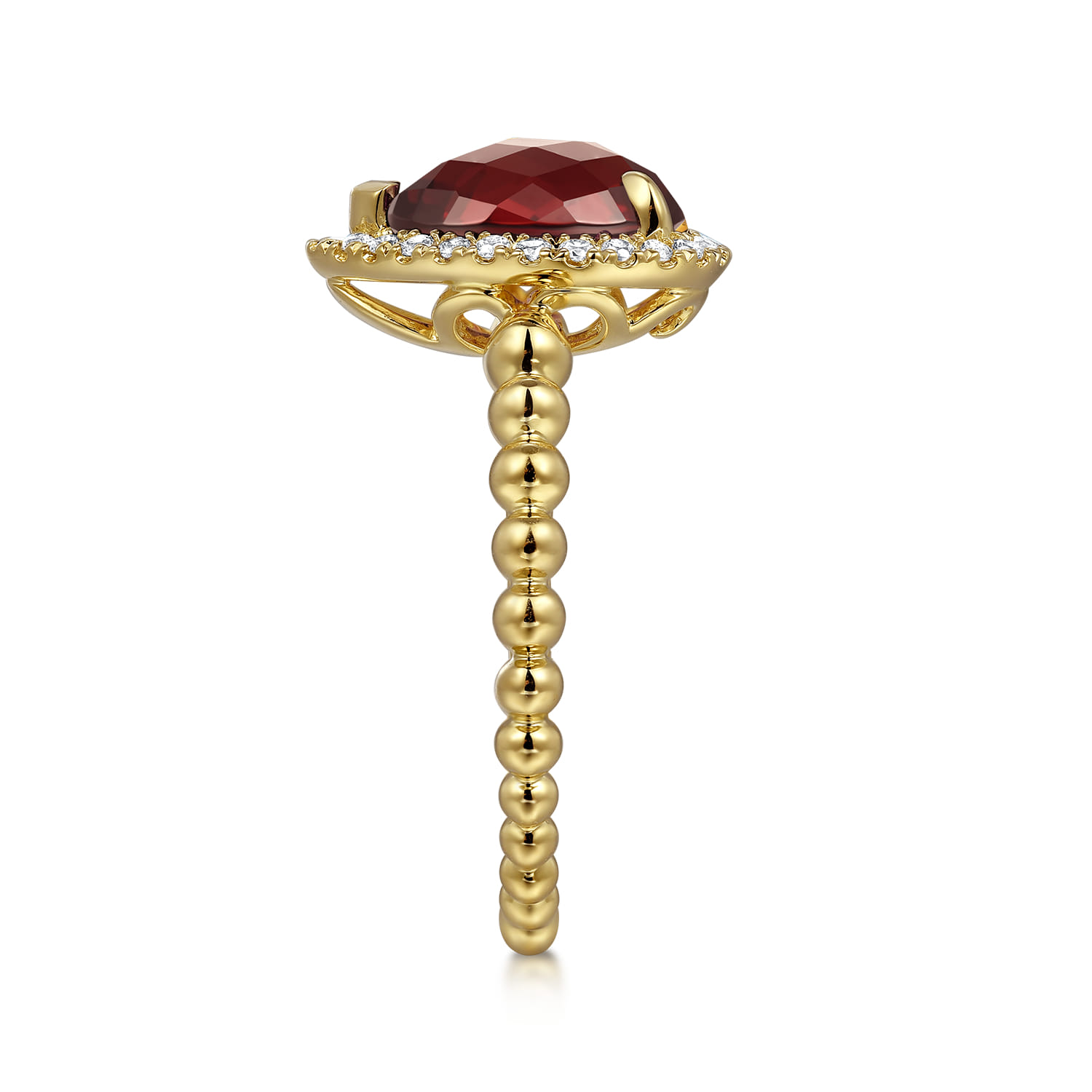 14K Yellow Gold Pear Shape Garnet with Diamond Halo Ring - 0.17 ct - Shot 4