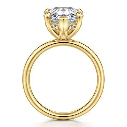 14K Yellow Gold Pear Shape Hidden Halo Diamond Engagement Ring