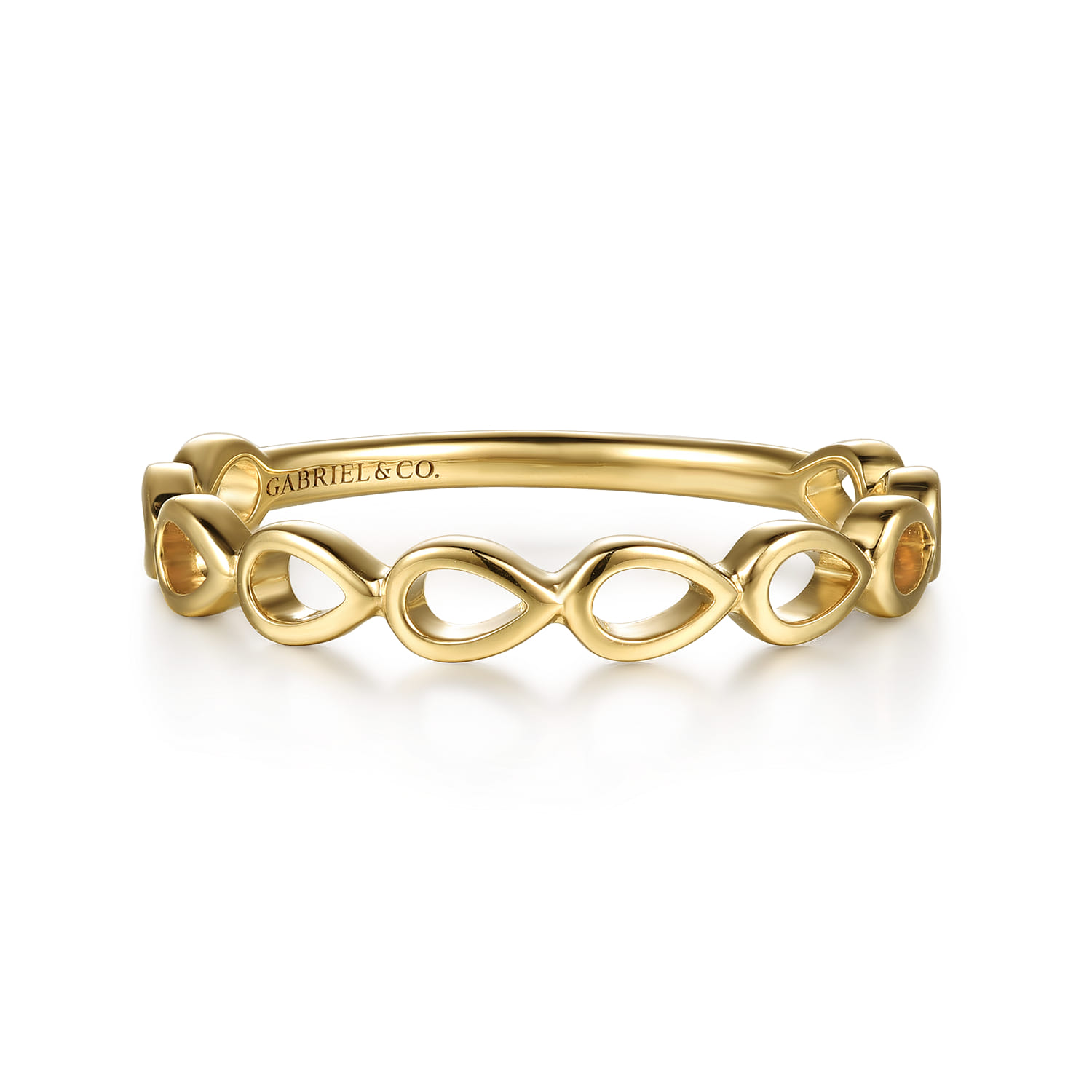 14K Yellow Gold Pear Shape Stackable Ring - Shot 1