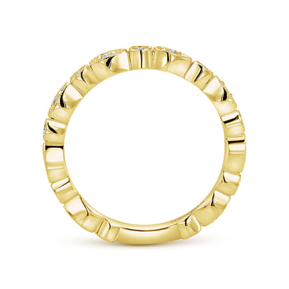 14K Yellow Gold Pear and Round Station Stackable Diamond Ring