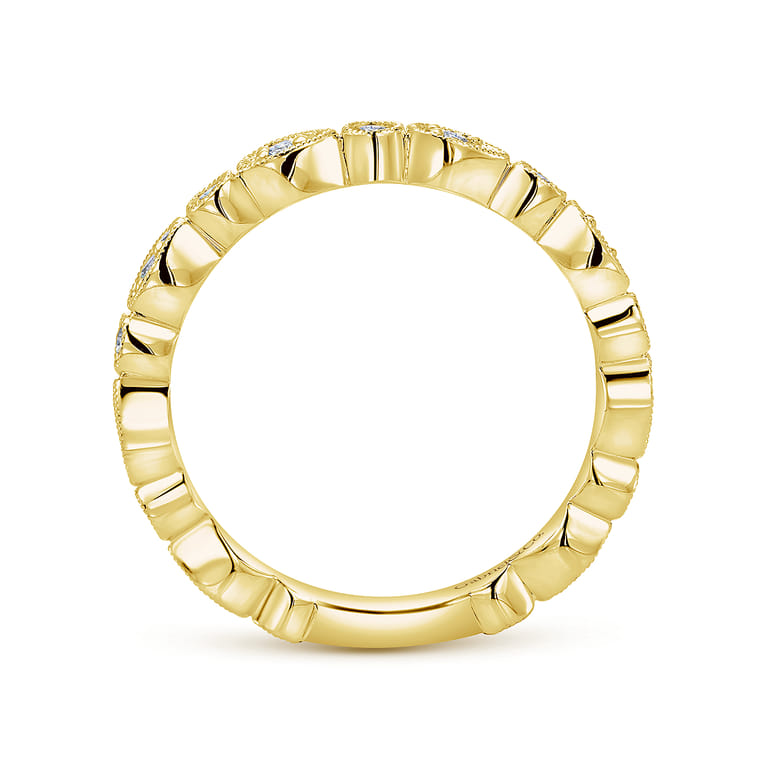 14K Yellow Gold Pear and Round Station Stackable Diamond Ring - 0.2 ct - Shot 2