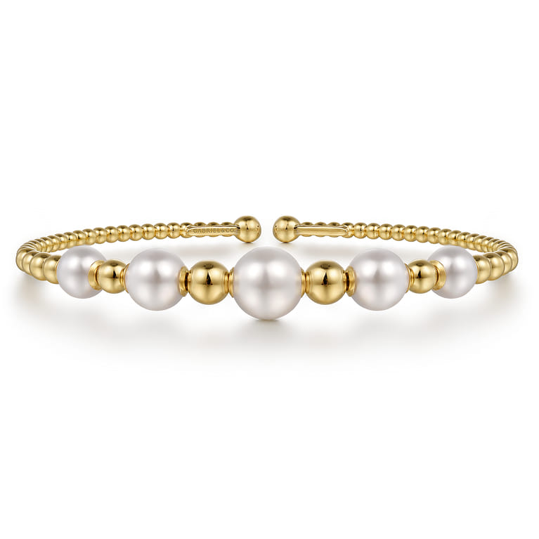 14K Yellow Gold Pearl Bujukan Fashion Bangle - Shot 1