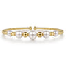 14K Yellow Gold Pearl Bujukan Fashion Bangle