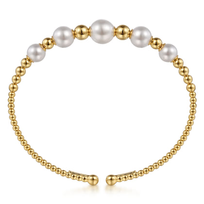 14K Yellow Gold Pearl Bujukan Fashion Bangle