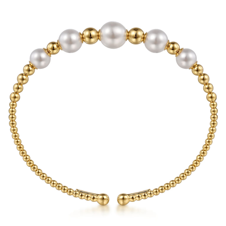 14K Yellow Gold Pearl Bujukan Fashion Bangle - Shot 3