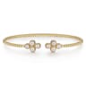 14K Yellow Gold Pearl Bujukan Open Bangle