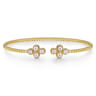 14K Yellow Gold Pearl Bujukan Open Bangle