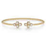 14K Yellow Gold Pearl Bujukan Open Bangle