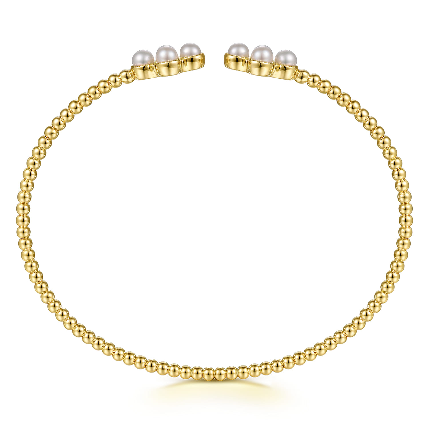 14K Yellow Gold Pearl Bujukan Open Bangle - Shot 3