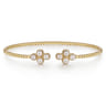 14K Yellow Gold Pearl Bujukan Open Bangle