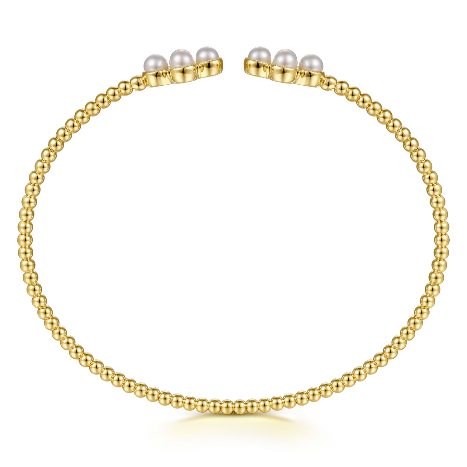 14K Yellow Gold Pearl Bujukan Open Bangle