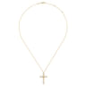 14K Yellow Gold Pearl Cross Pendant Necklace