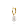 14K Yellow Gold Pearl Drop Diamond Huggies - 0.12 ct