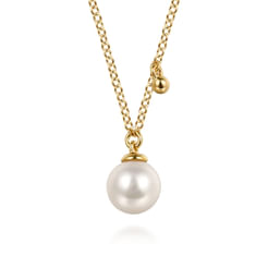 14K Yellow Gold Pearl Drop Necklace