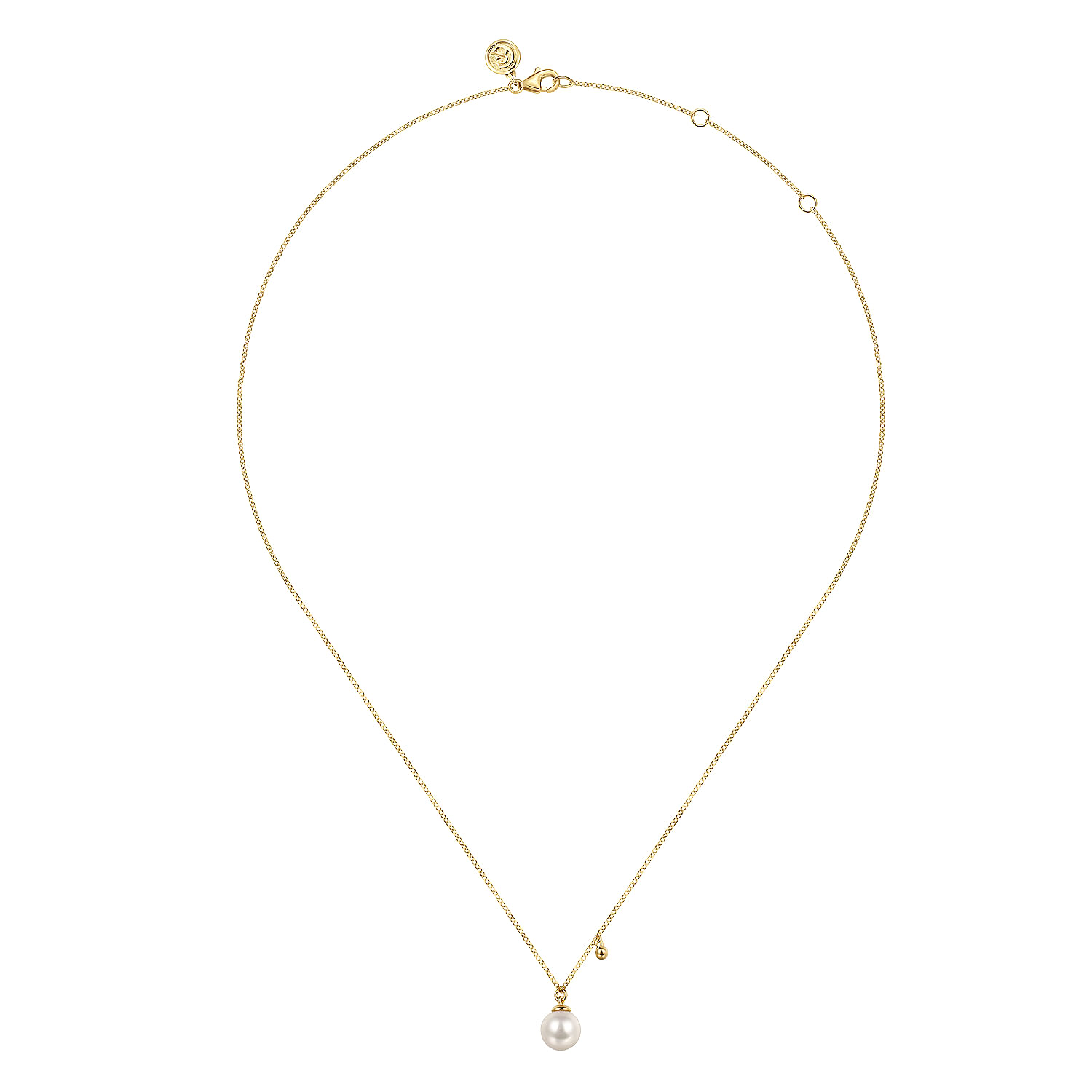 14K Yellow Gold Pearl Drop Necklace @ $525. Shop Necklaces