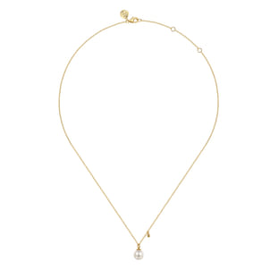 14K Yellow Gold Pearl Drop Necklace