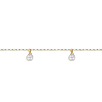 14K Yellow Gold Pearl Droplet Bracelet