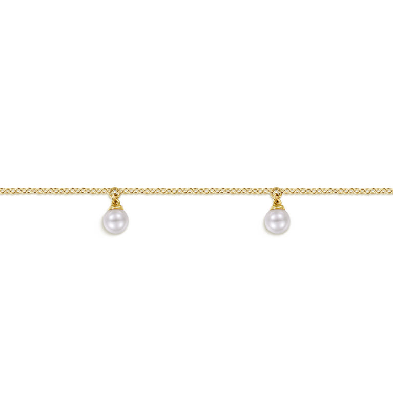 14K Yellow Gold Pearl Droplet Bracelet - Shot 2