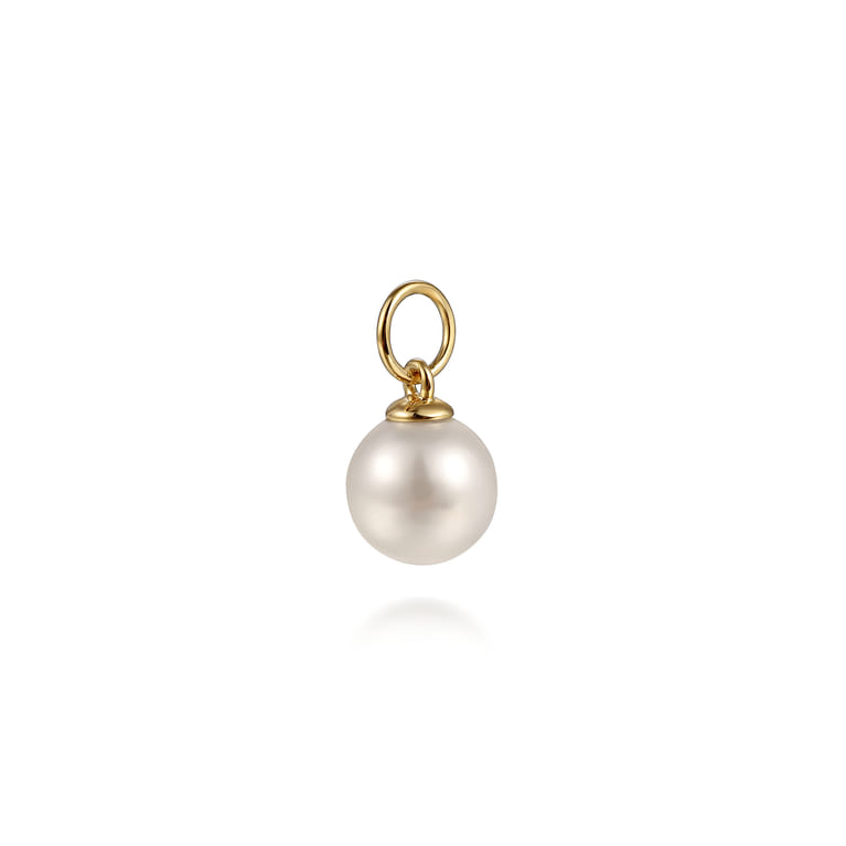 14K Yellow Gold Pearl Earring Charm - Shot 3