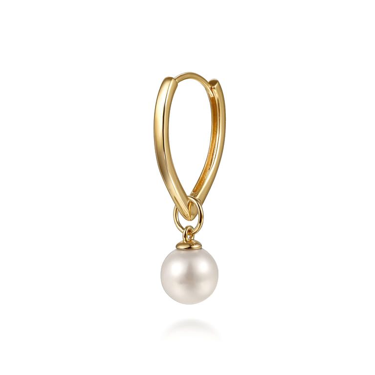 14K Yellow Gold Pearl Earring Charm - Shot 4