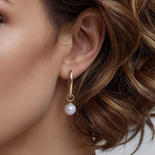 14K Yellow Gold Pearl Earring Charm