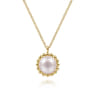14K Yellow Gold Pearl Pendant Necklace-Bujukan