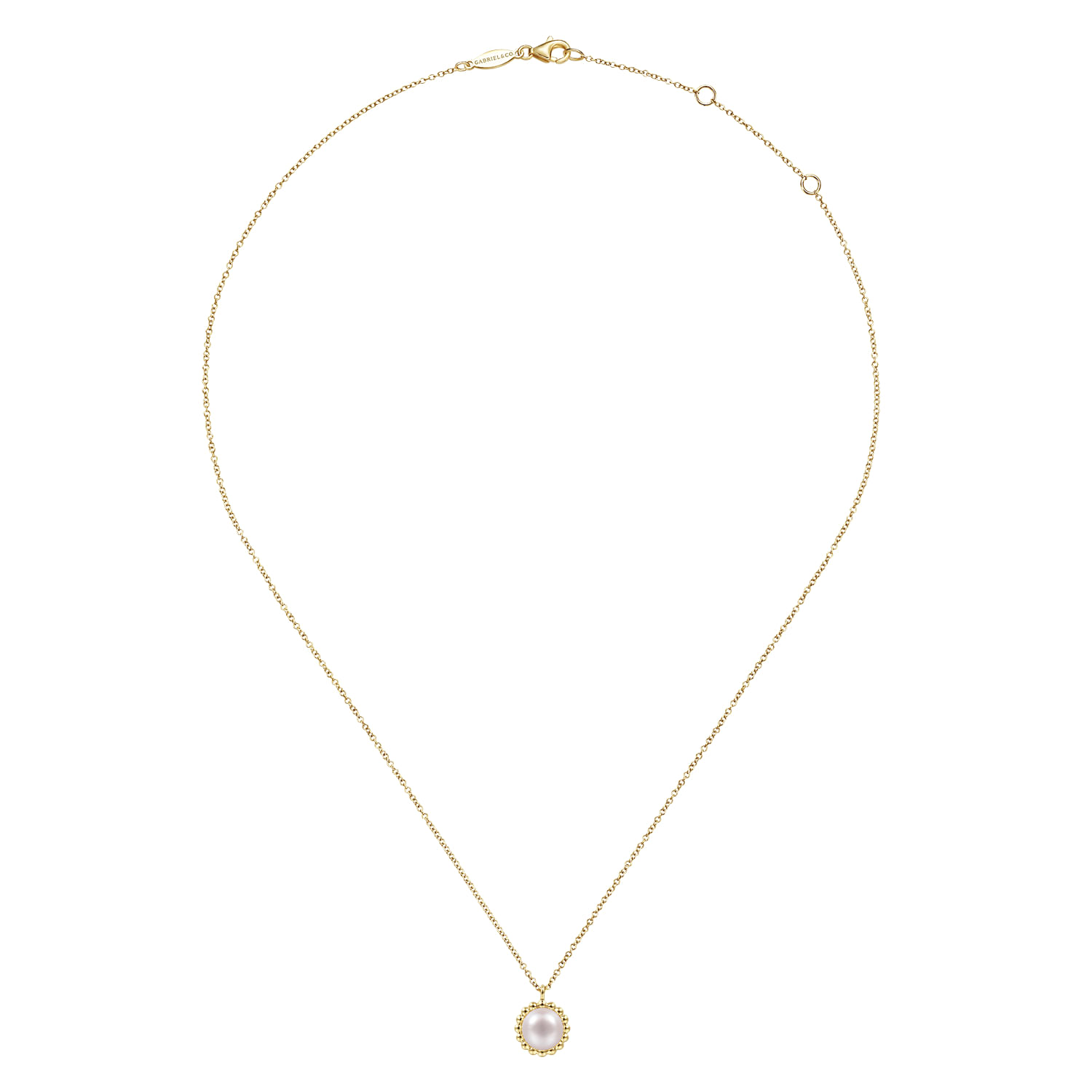 14K Yellow Gold Pearl Pendant Necklace-Bujukan