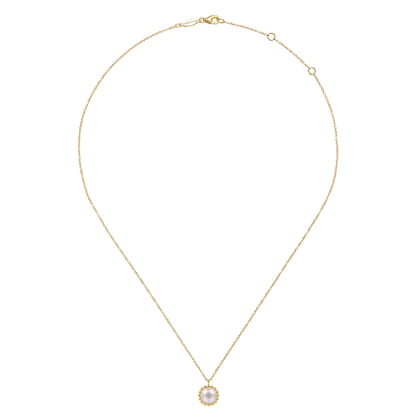14K Yellow Gold Pearl Pendant Necklace-Bujukan