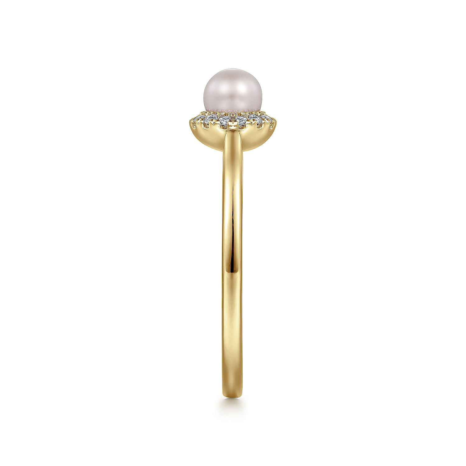 14K Yellow Gold Pearl Ring with Diamond Halo - Shot 4