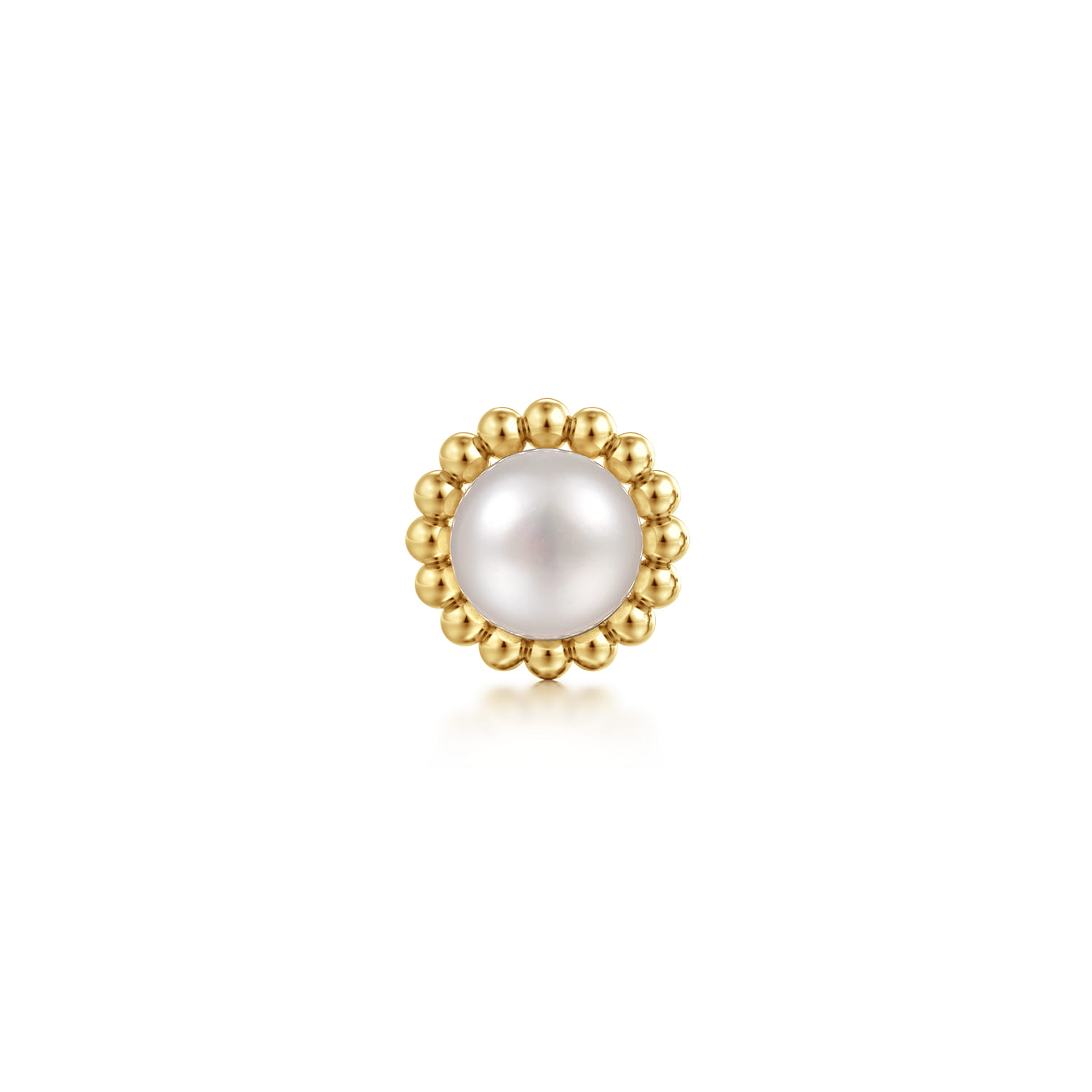 14K Yellow Gold Pearl Single Flatback Stud Earring - Shot 1