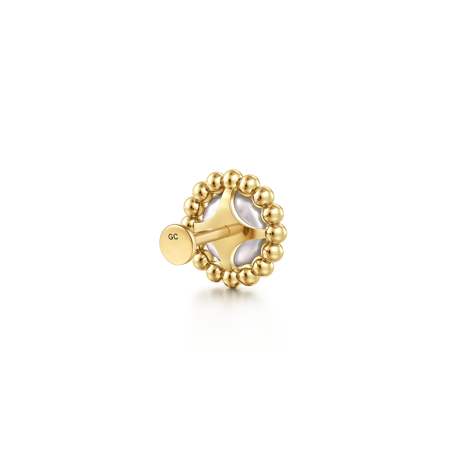 14K Yellow Gold Pearl Single Flatback Stud Earring - Shot 2