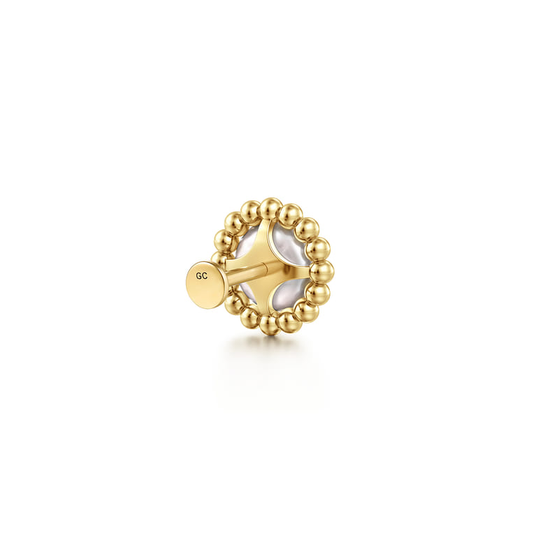 14K Yellow Gold Pearl Single Flatback Stud Earring - Shot 2