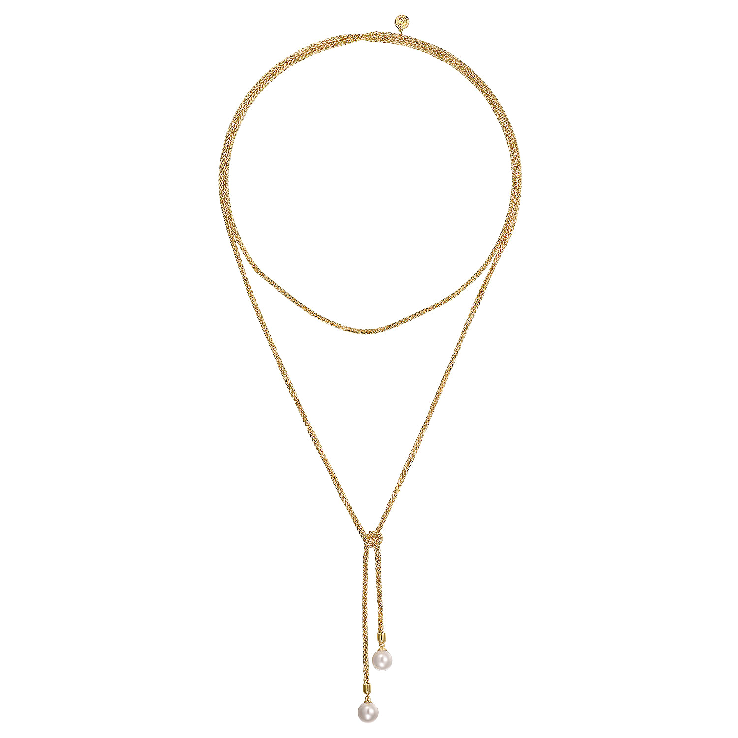 14K Yellow Gold Pearl Wrap Around And Tie Necklace - Shot 2
