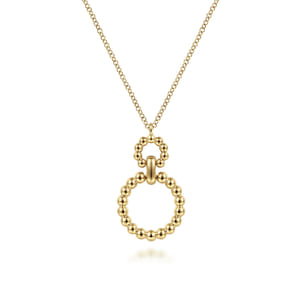 14K Yellow Gold Pendant Necklace with Bujukan Bead Circles
